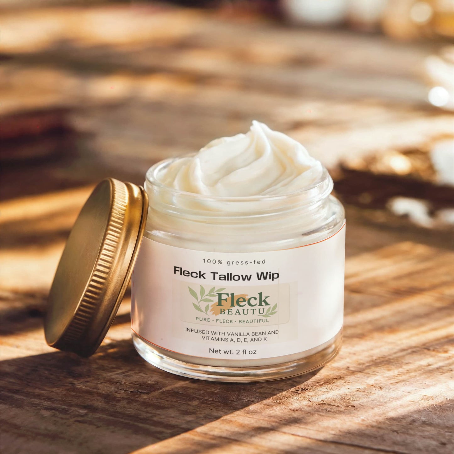 Fleck Tallow Whip Grass-Fed Tallow Balm with Vanilla Bean