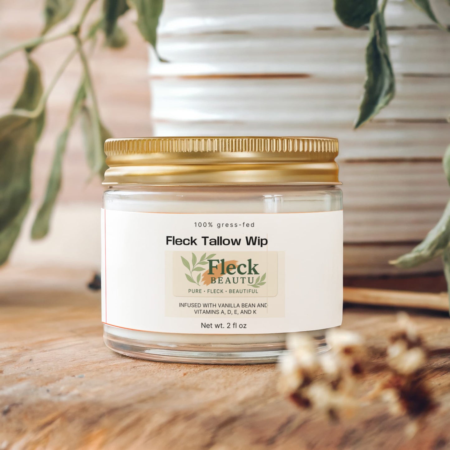 Fleck Tallow Whip Grass-Fed Tallow Balm with Vanilla Bean