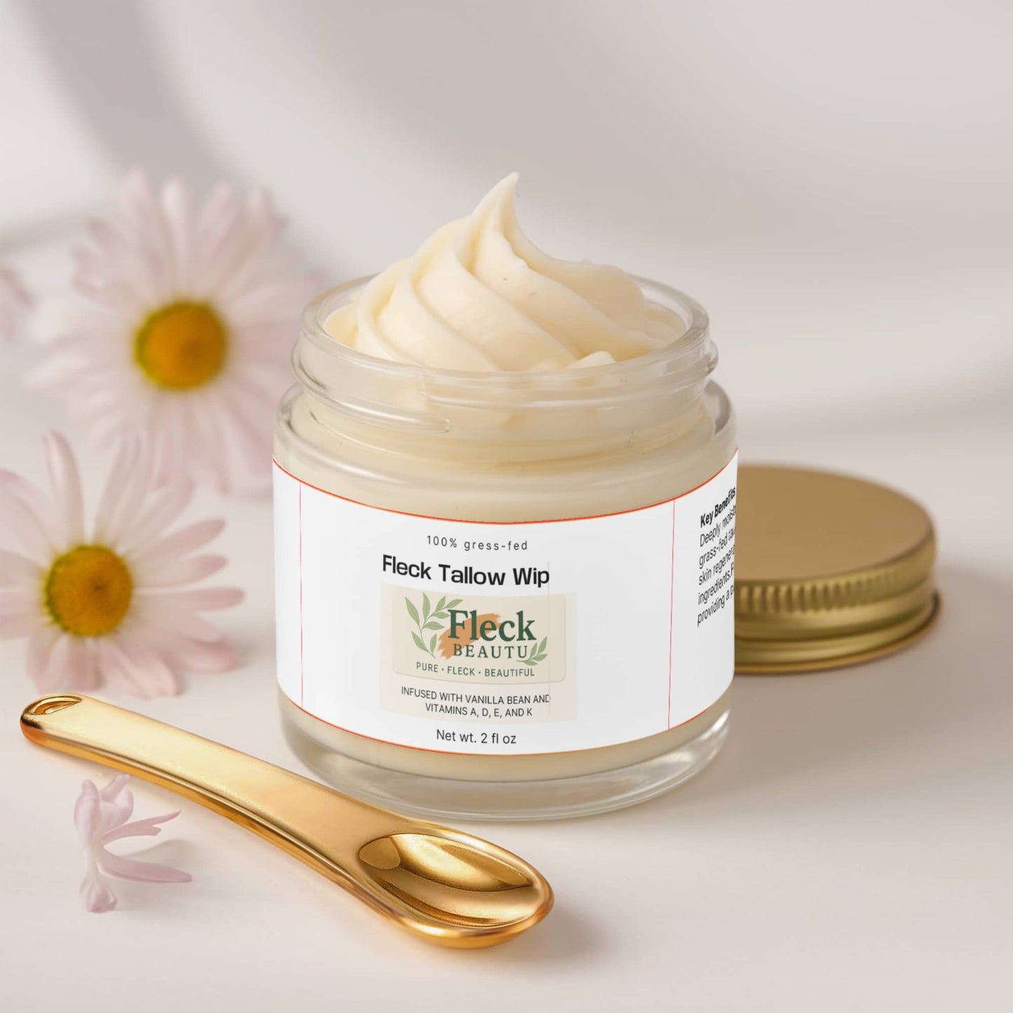 Fleck Tallow Whip Grass-Fed Tallow Balm with Vanilla Bean